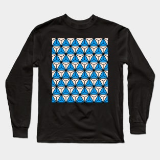 Art Deco Pattern No 57 - Blue - Diamond Geometric Pattern Long Sleeve T-Shirt